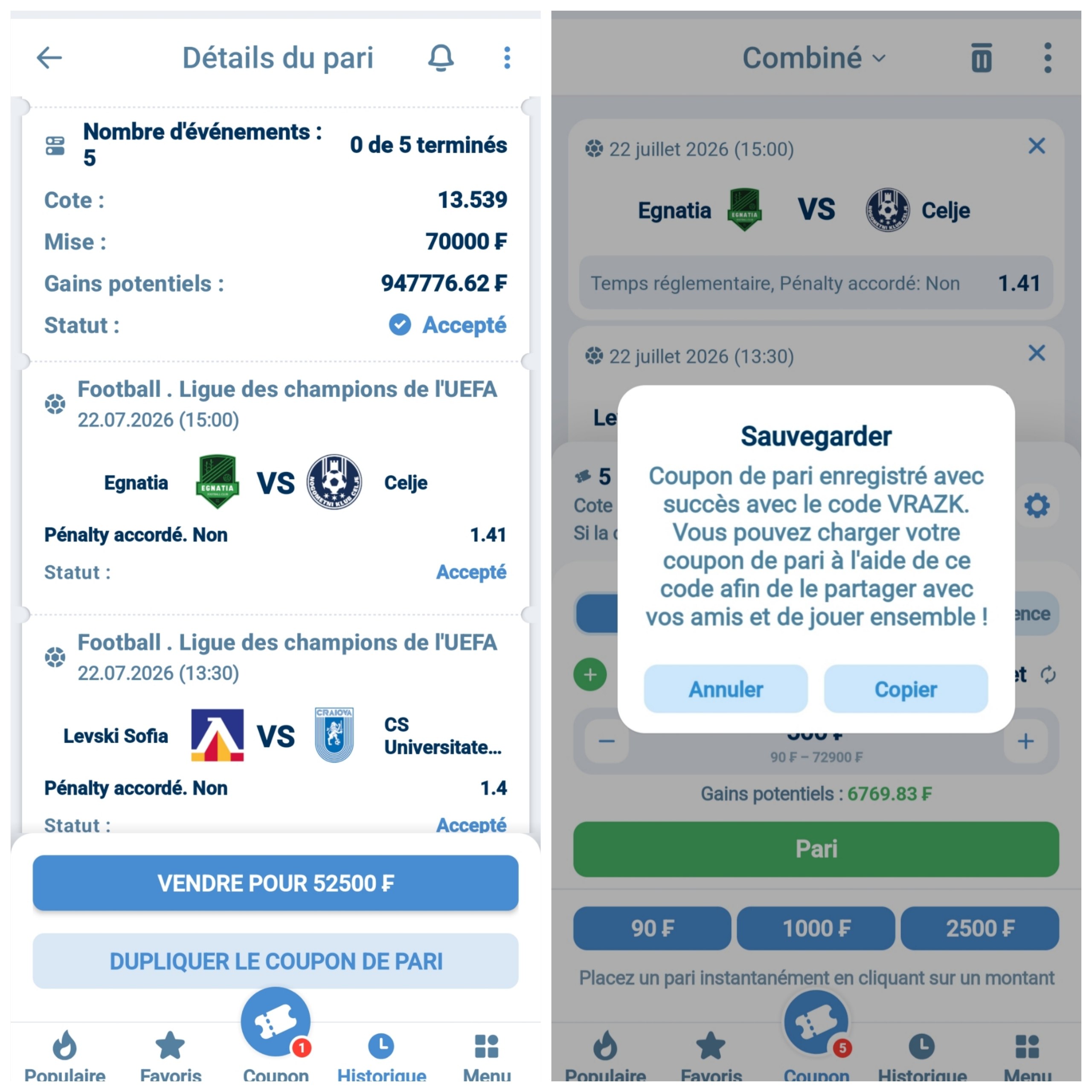 1xBet Coupons du jour