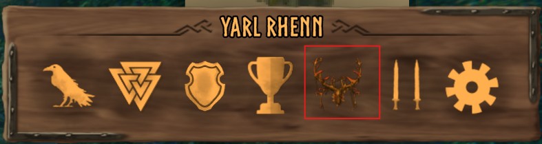 The row of buttons above the character in the inventory screen, with the Powers button showing the active power's icon