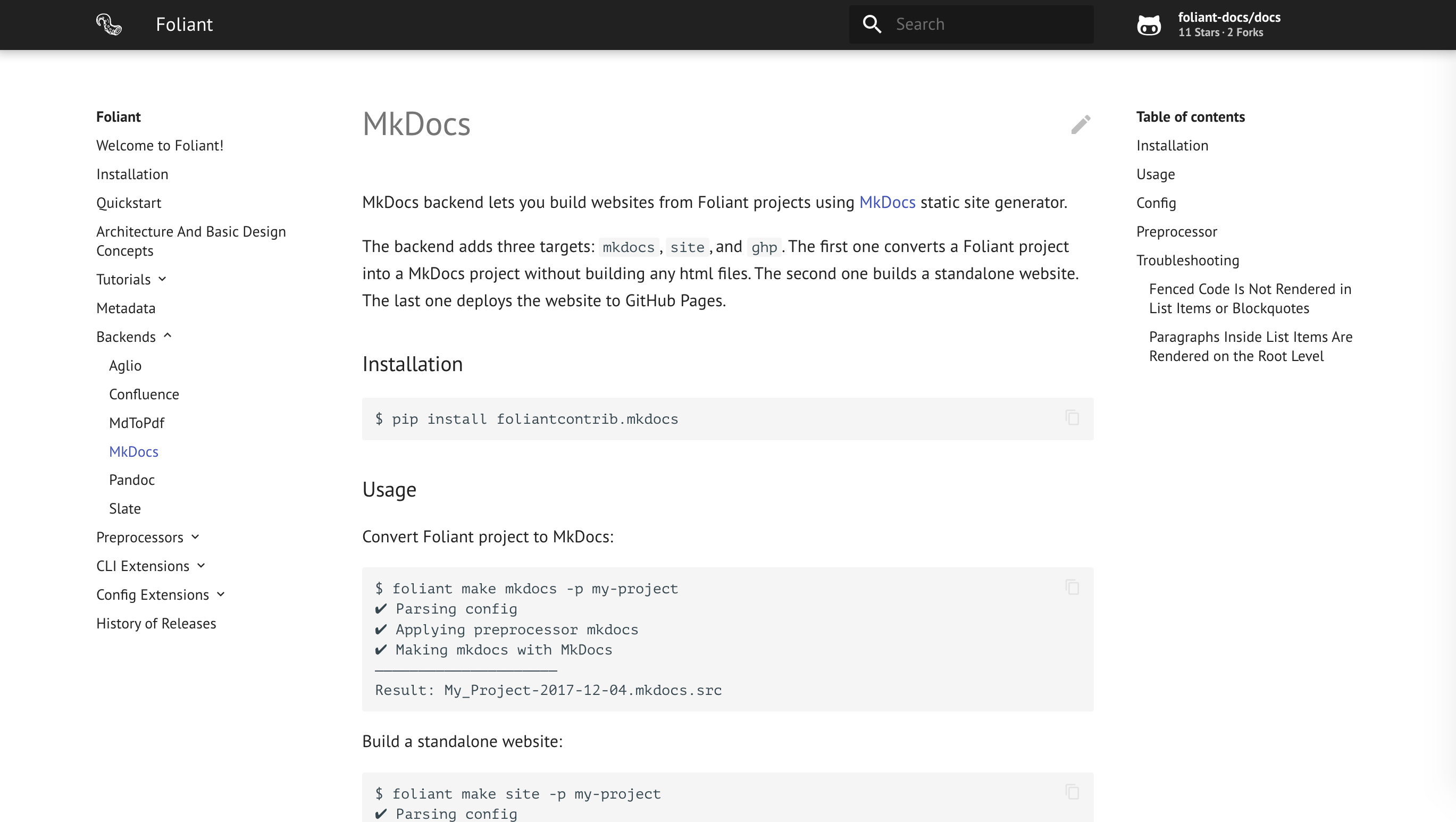 MkDocs site built with Foliant