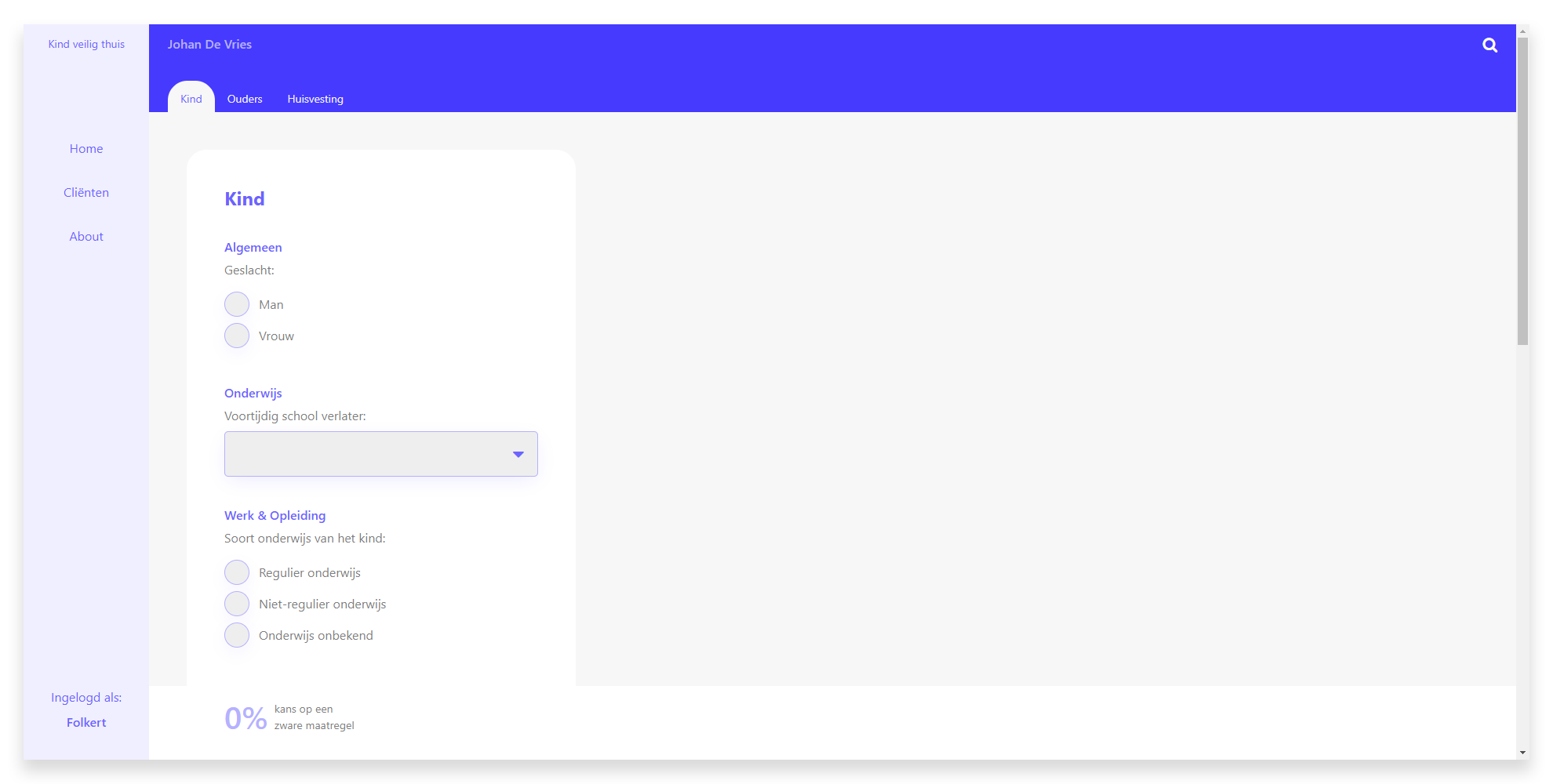 Risk indication form