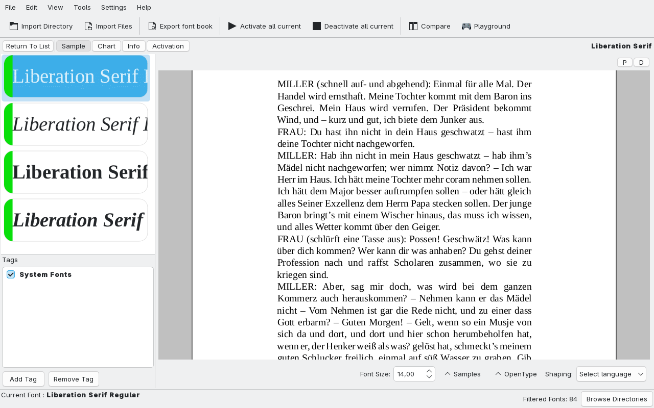 Screenshot of Fontmatrix