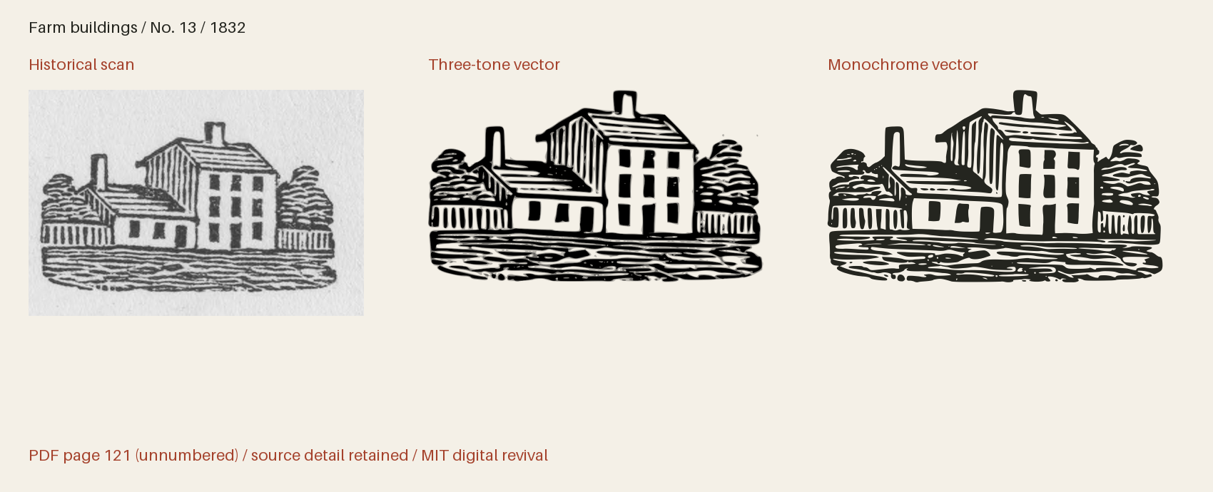 Historical scan beside the three-tone and monochrome vector revivals