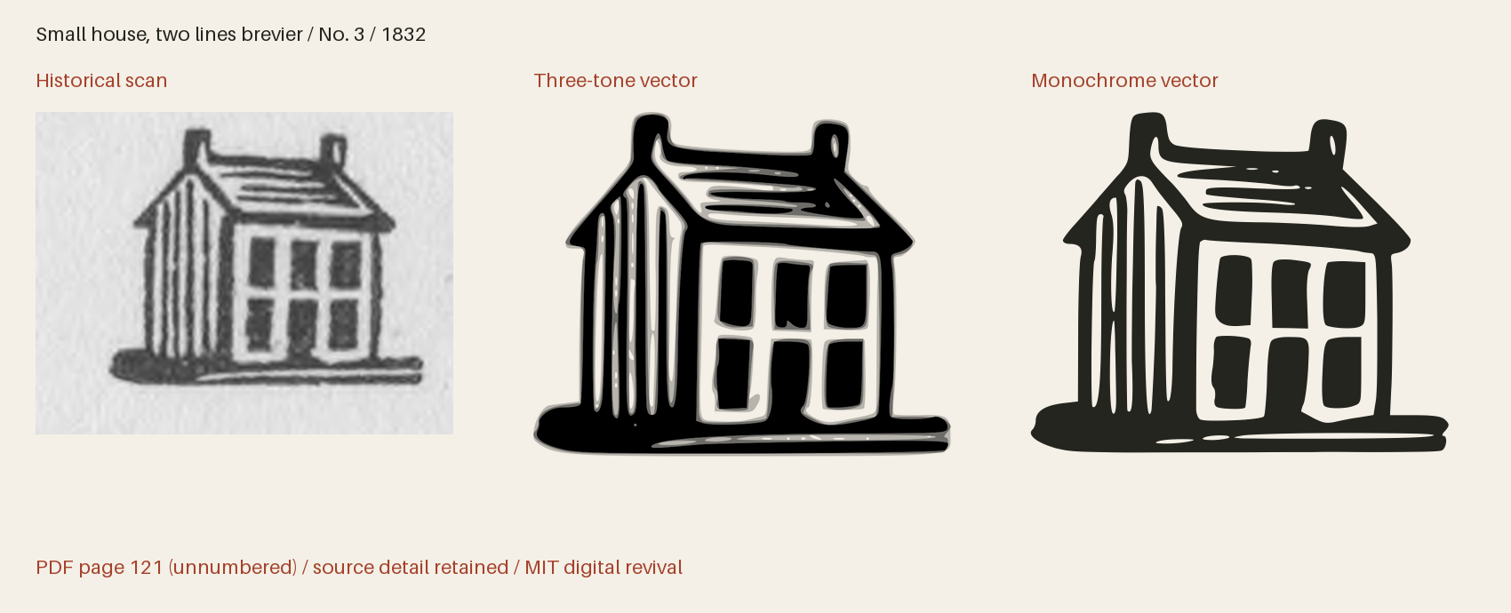 Historical scan beside the three-tone and monochrome vector revivals