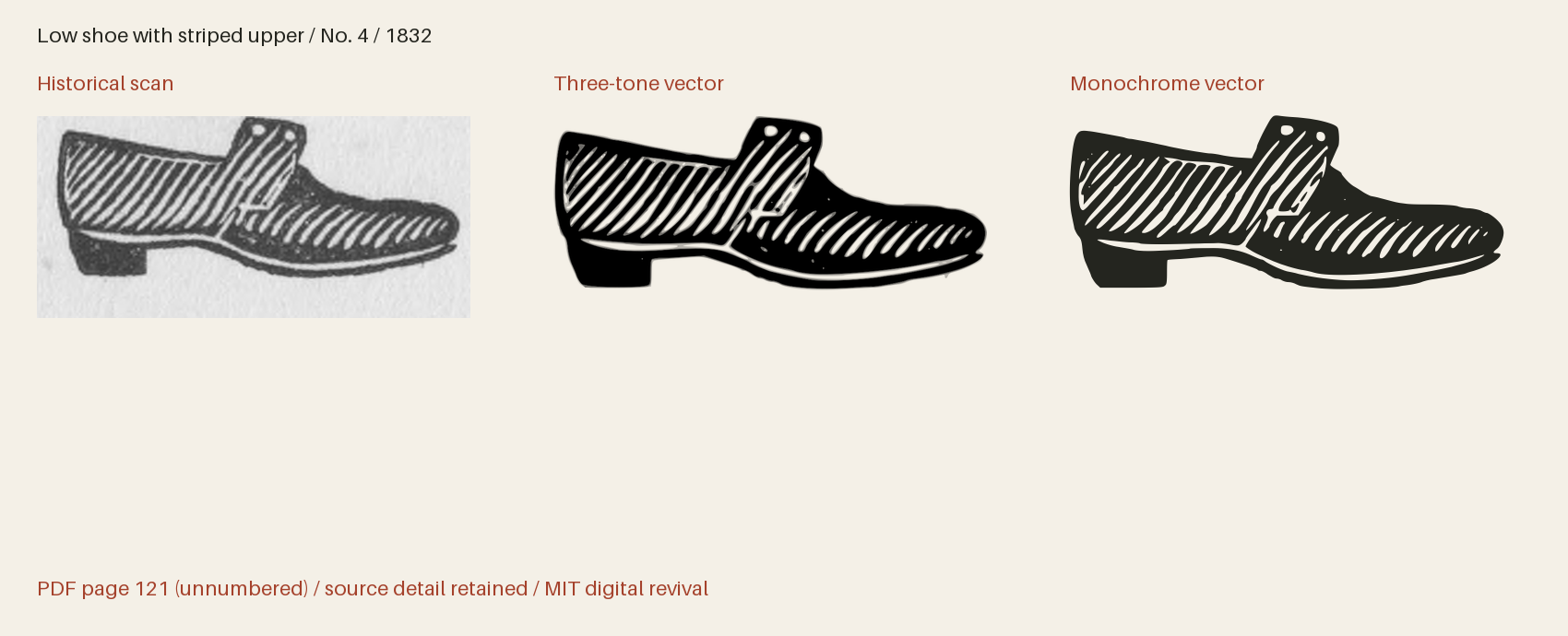 Historical scan beside the three-tone and monochrome vector revivals
