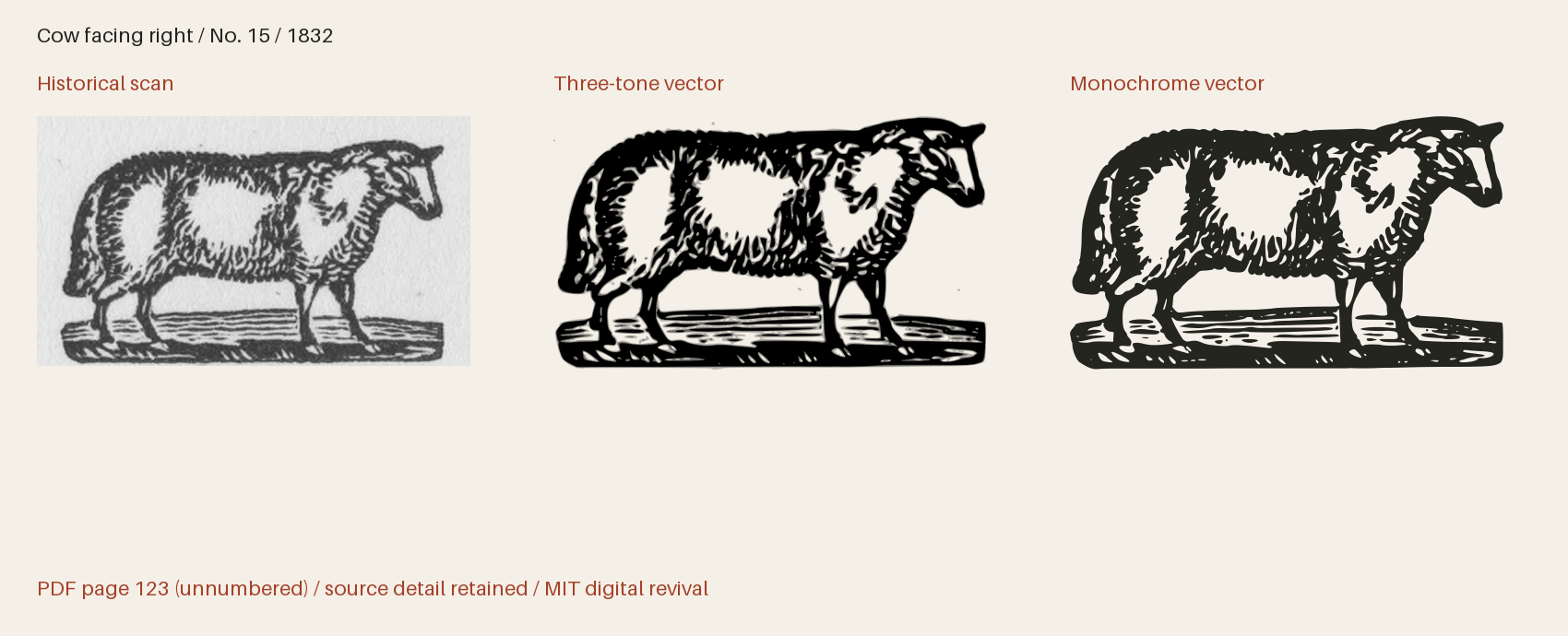 Historical scan beside the three-tone and monochrome vector revivals
