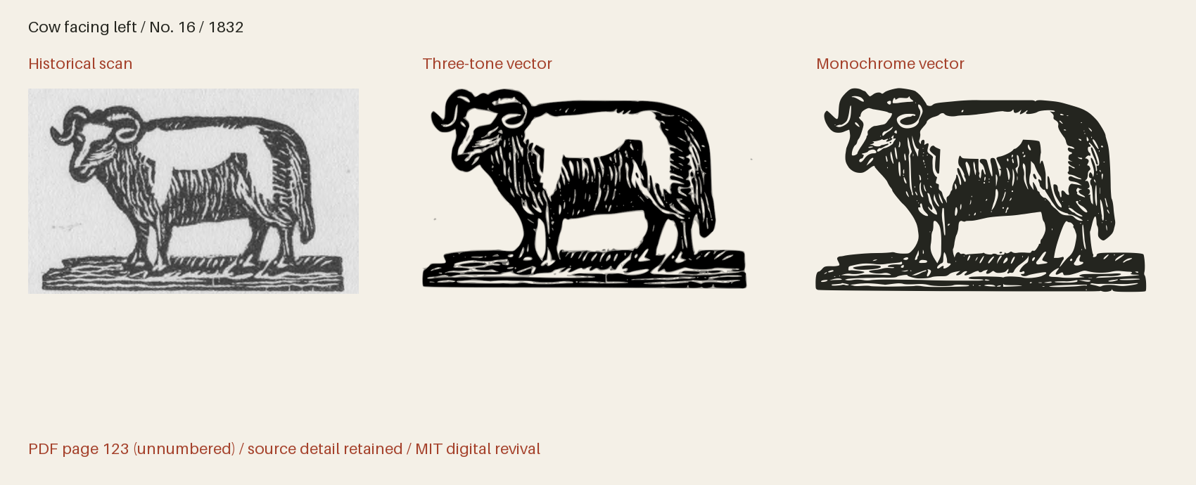 Historical scan beside the three-tone and monochrome vector revivals