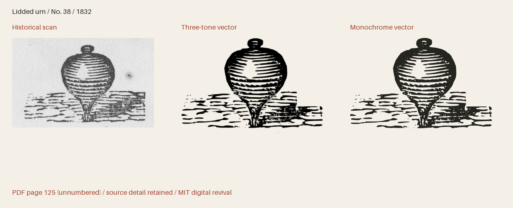 Historical scan beside the three-tone and monochrome vector revivals