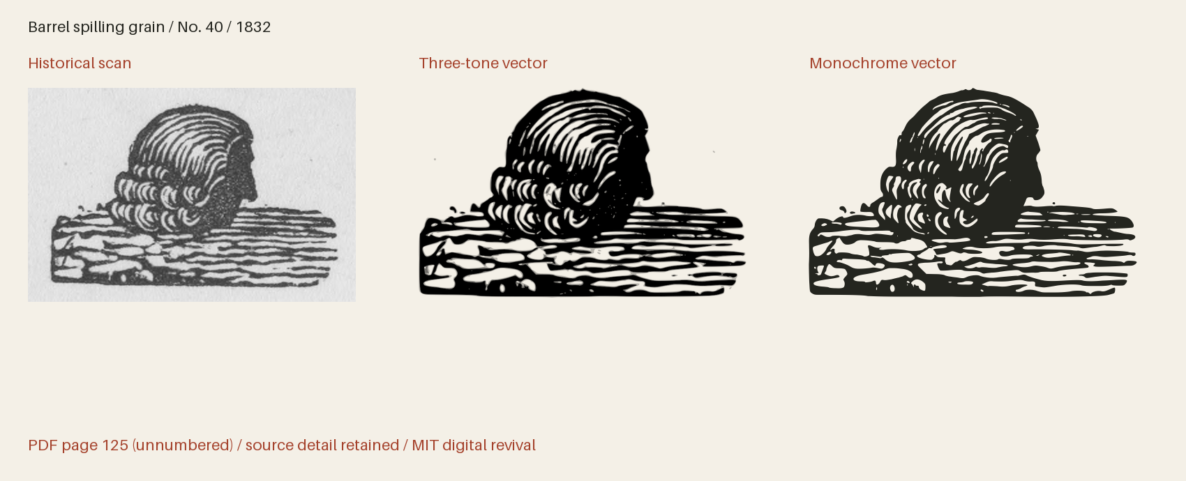 Historical scan beside the three-tone and monochrome vector revivals