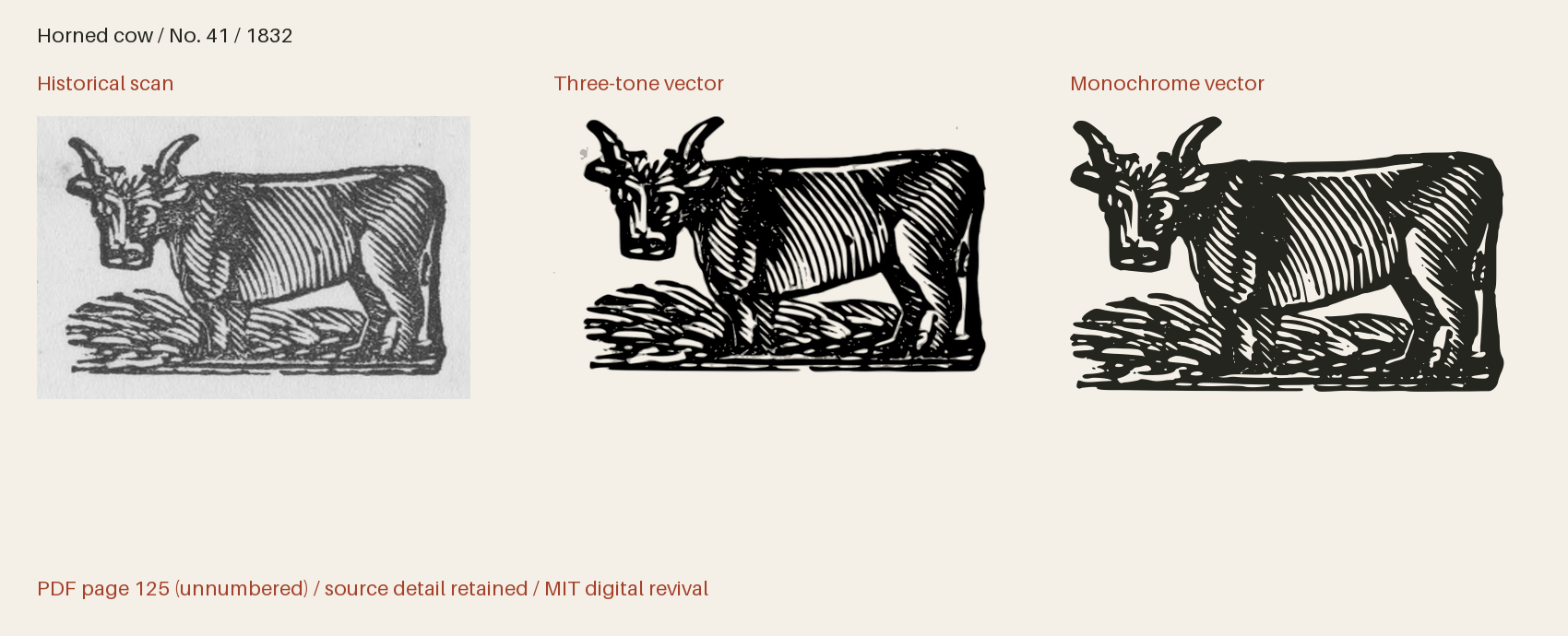 Historical scan beside the three-tone and monochrome vector revivals