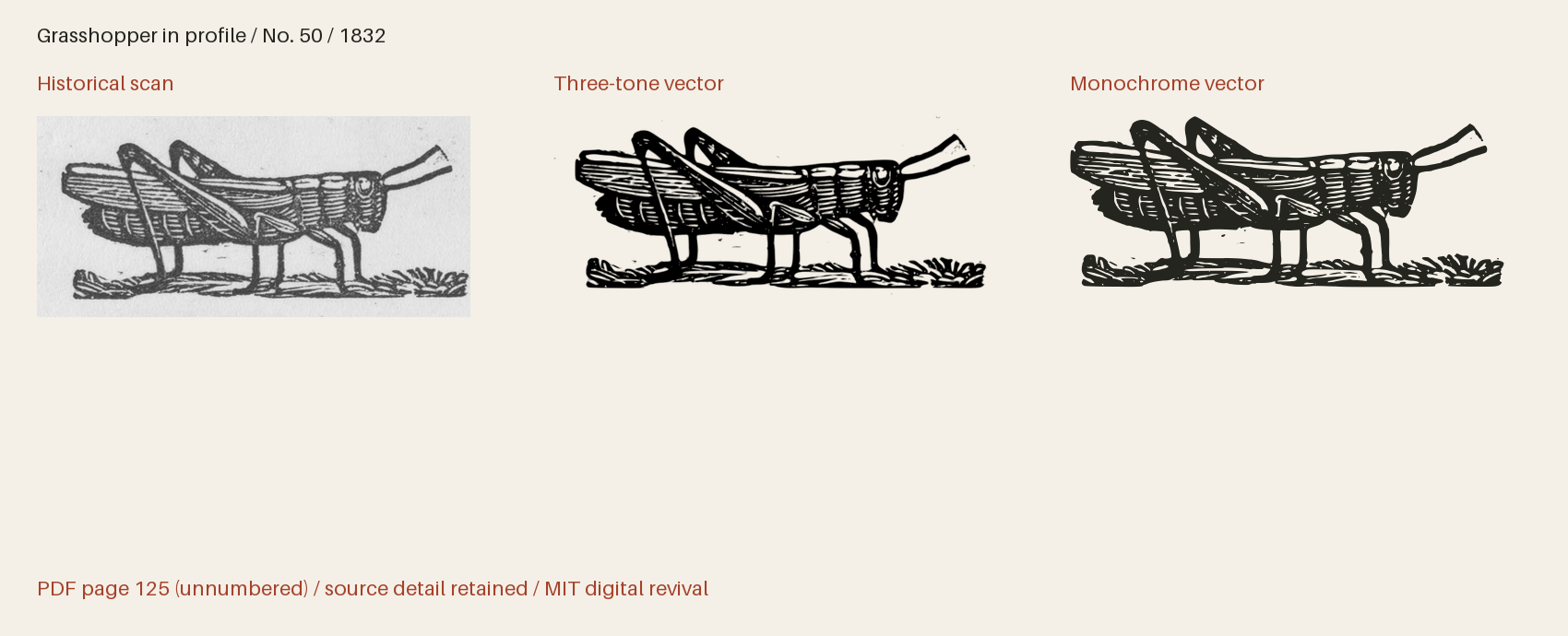 Historical scan beside the three-tone and monochrome vector revivals