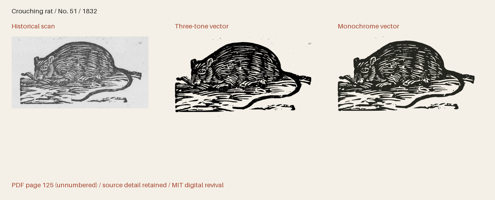 Historical scan beside the three-tone and monochrome vector revivals