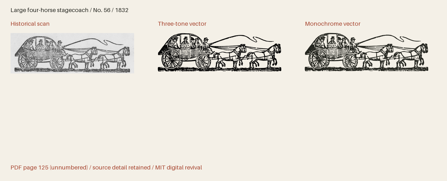 Historical scan beside the three-tone and monochrome vector revivals