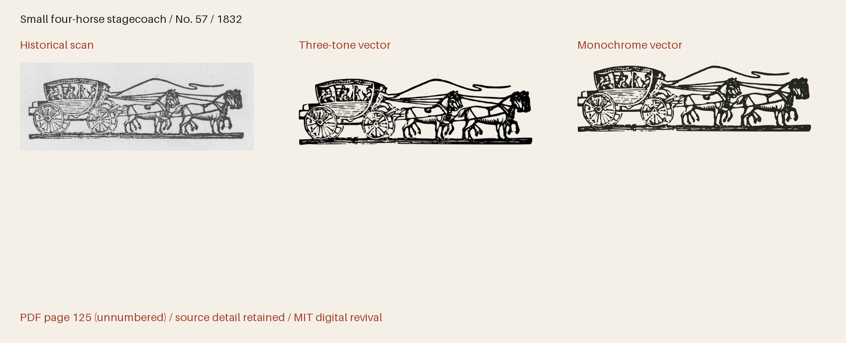Historical scan beside the three-tone and monochrome vector revivals