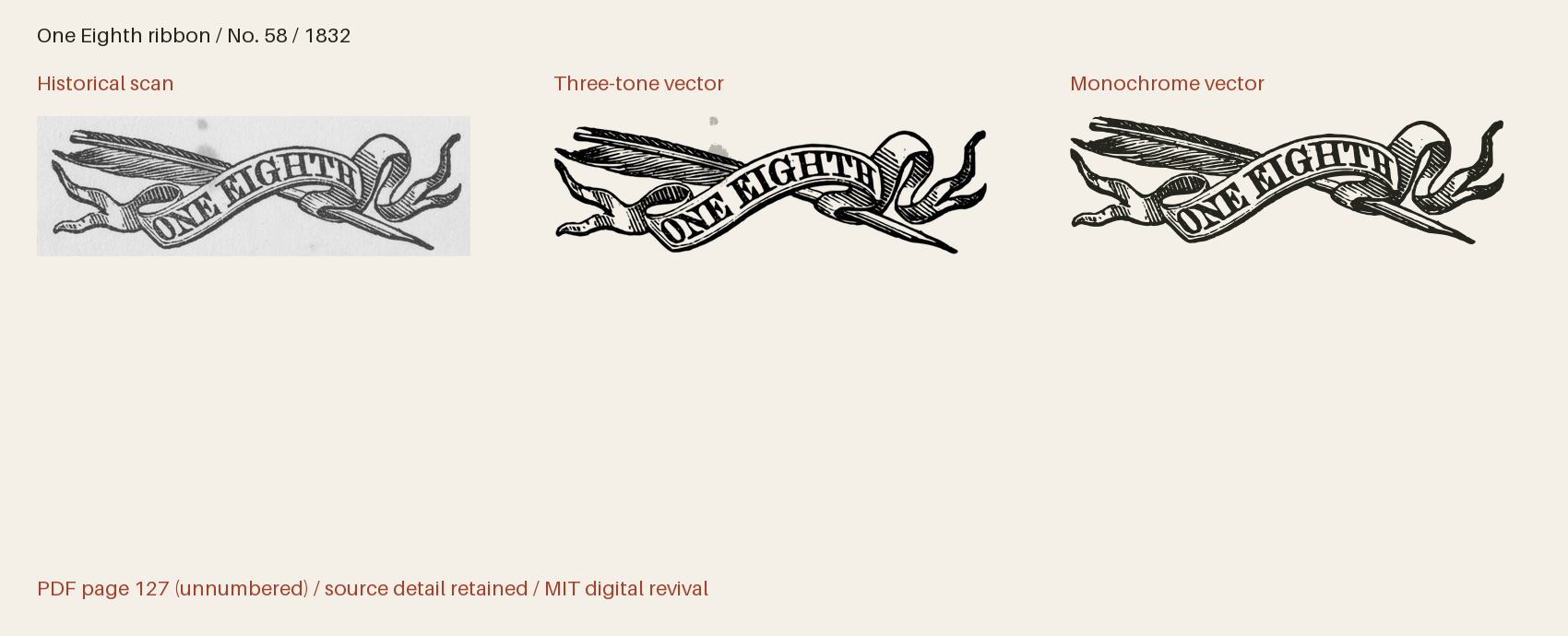 Historical scan beside the three-tone and monochrome vector revivals