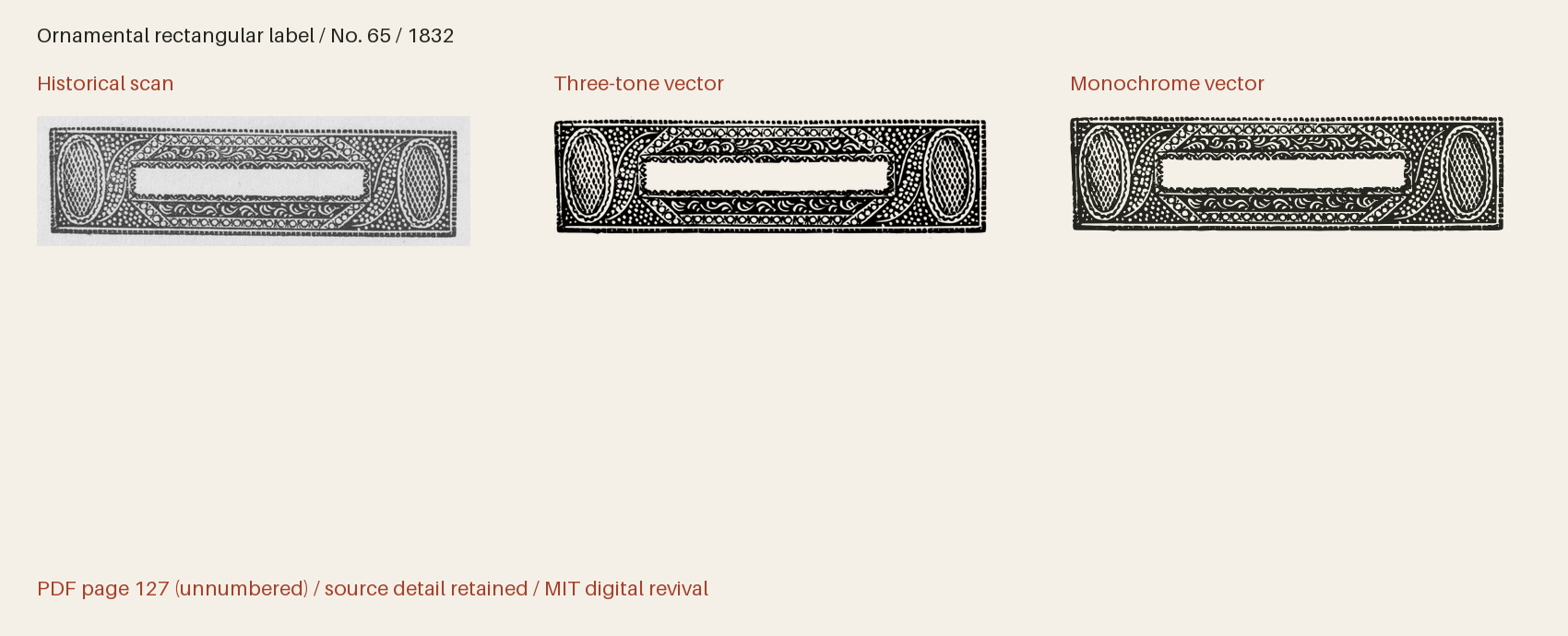 Historical scan beside the three-tone and monochrome vector revivals