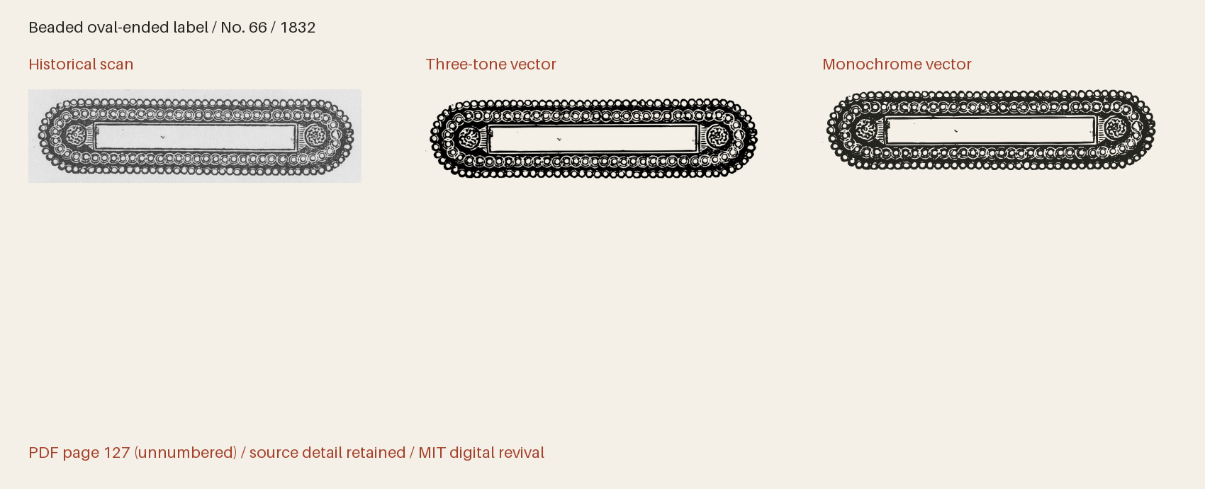 Historical scan beside the three-tone and monochrome vector revivals