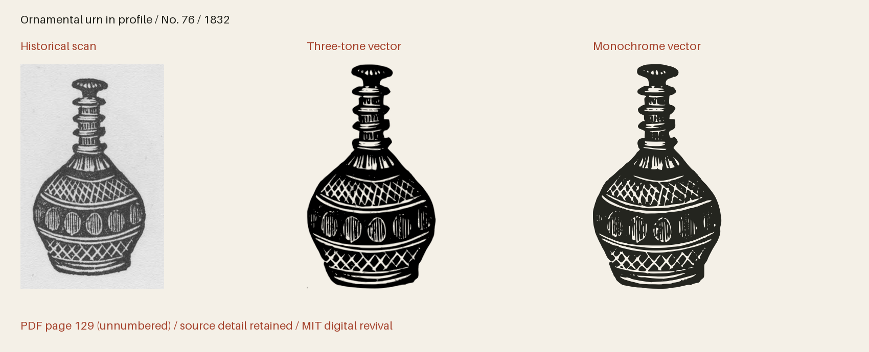 Historical scan beside the three-tone and monochrome vector revivals