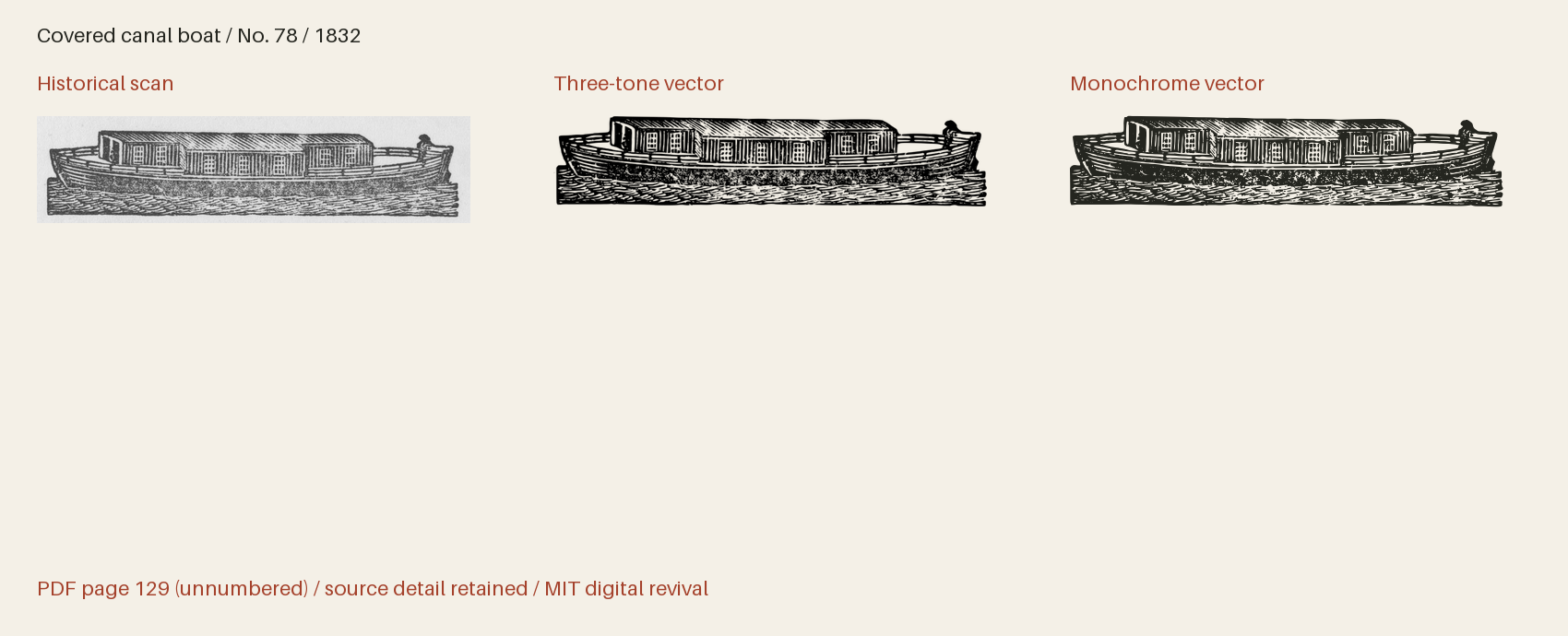 Historical scan beside the three-tone and monochrome vector revivals
