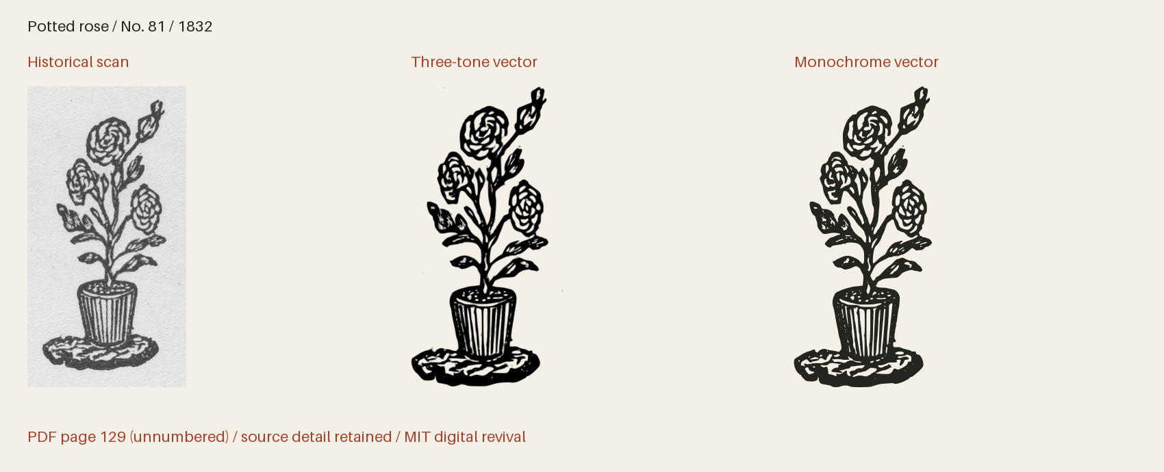 Historical scan beside the three-tone and monochrome vector revivals