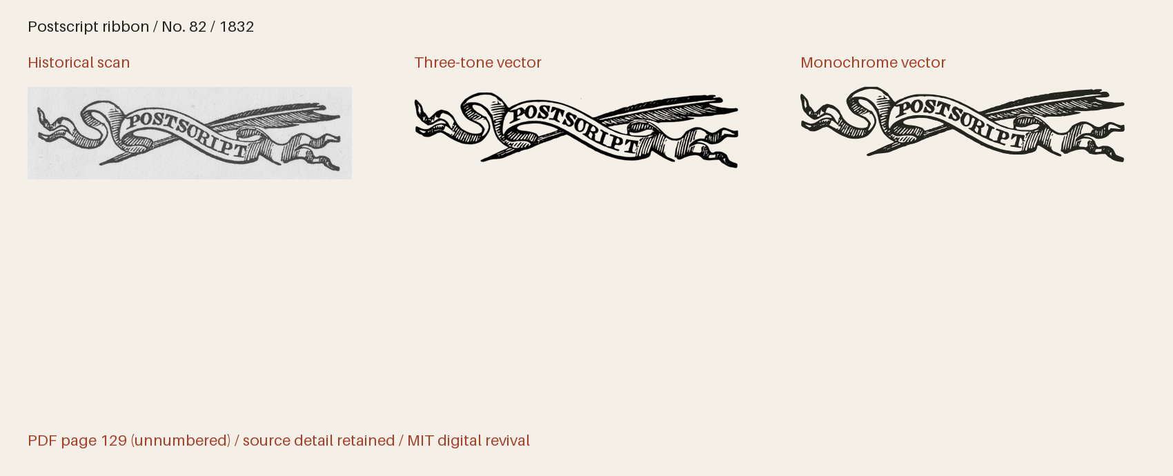 Historical scan beside the three-tone and monochrome vector revivals