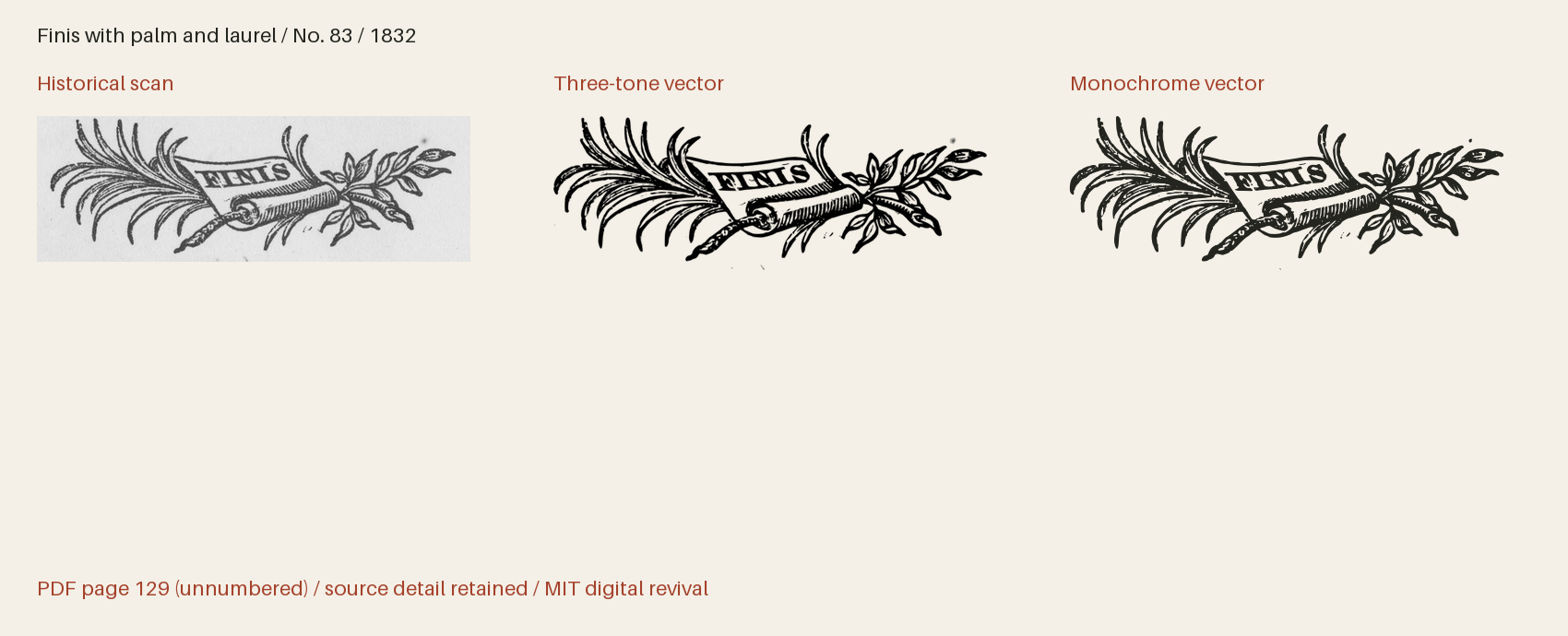 Historical scan beside the three-tone and monochrome vector revivals