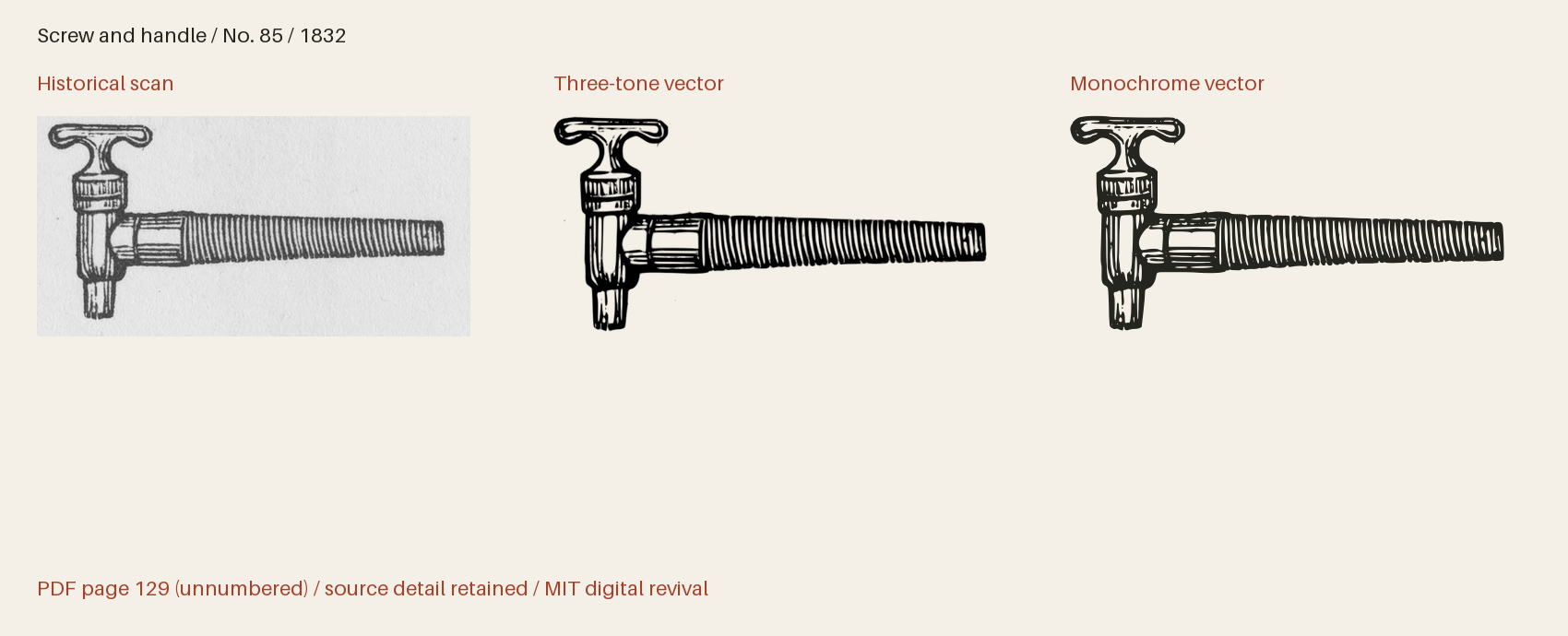 Historical scan beside the three-tone and monochrome vector revivals