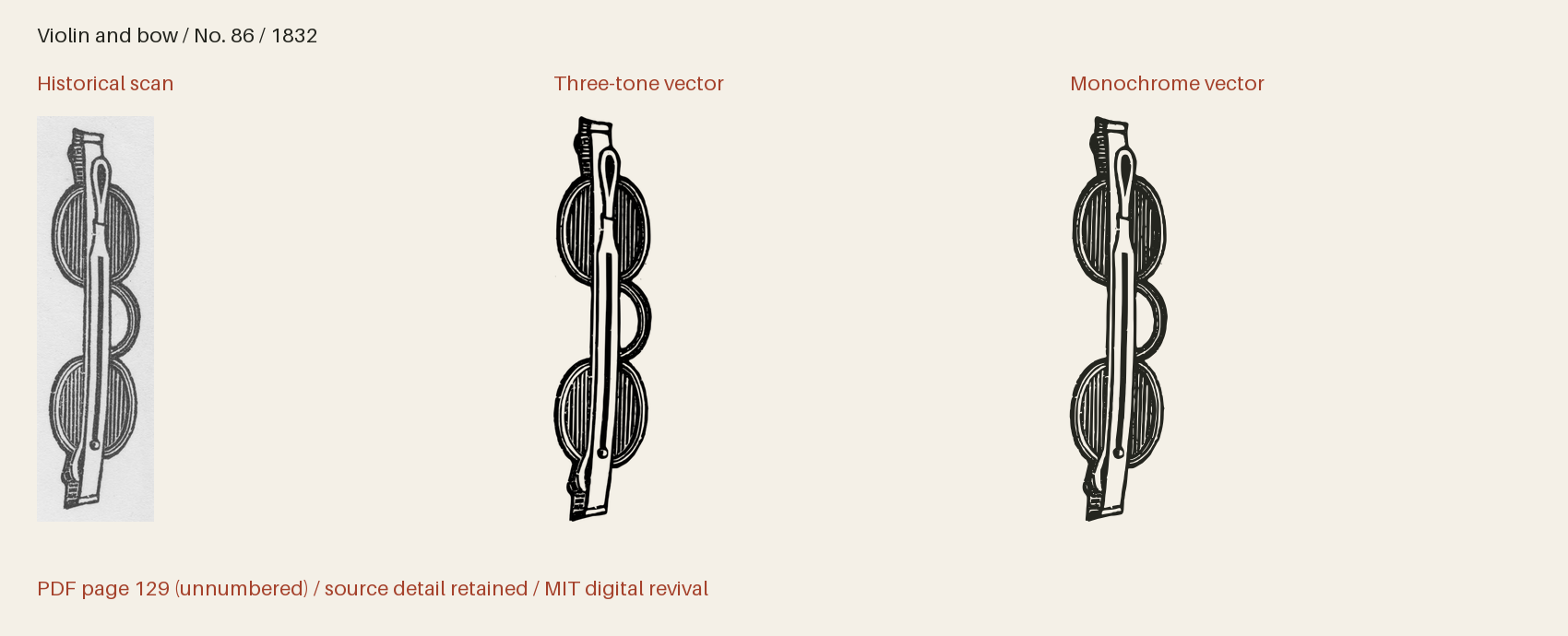 Historical scan beside the three-tone and monochrome vector revivals