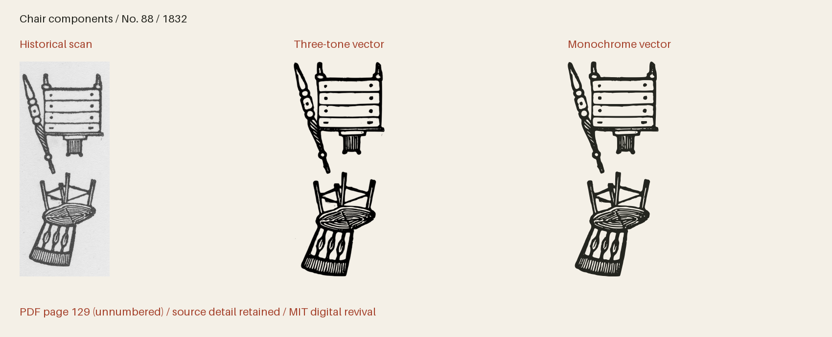 Historical scan beside the three-tone and monochrome vector revivals