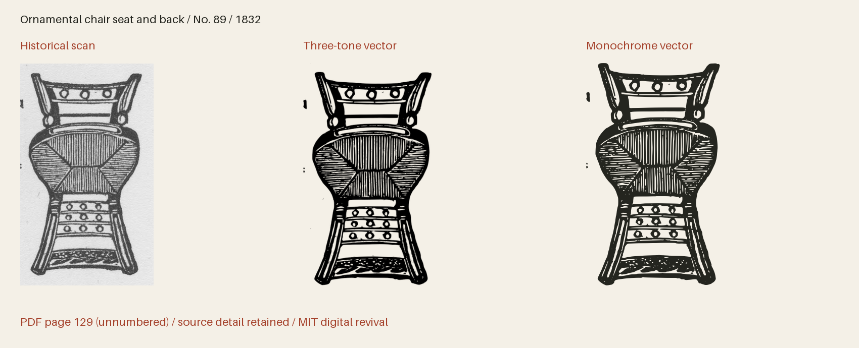 Historical scan beside the three-tone and monochrome vector revivals