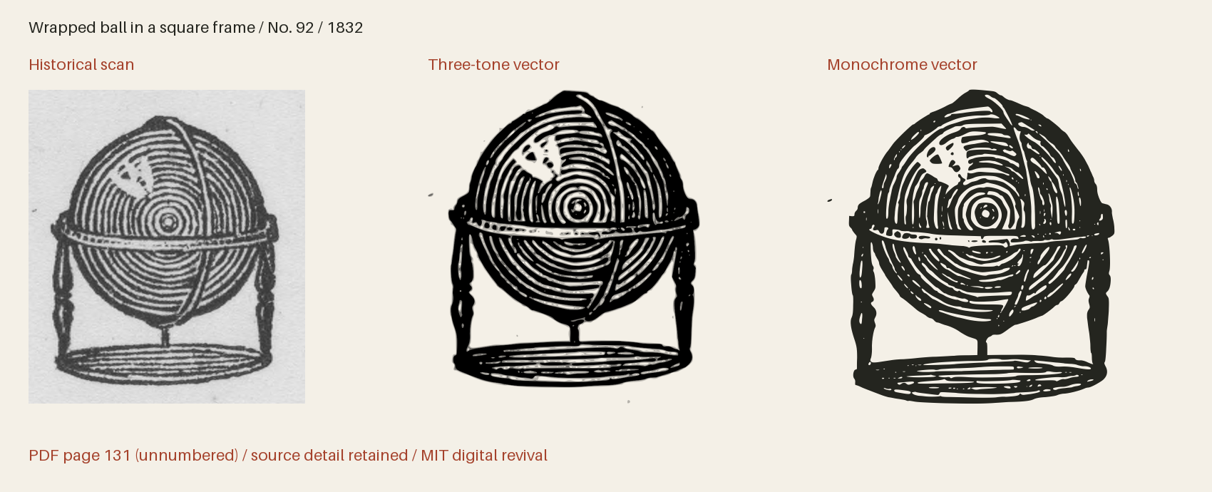 Historical scan beside the three-tone and monochrome vector revivals