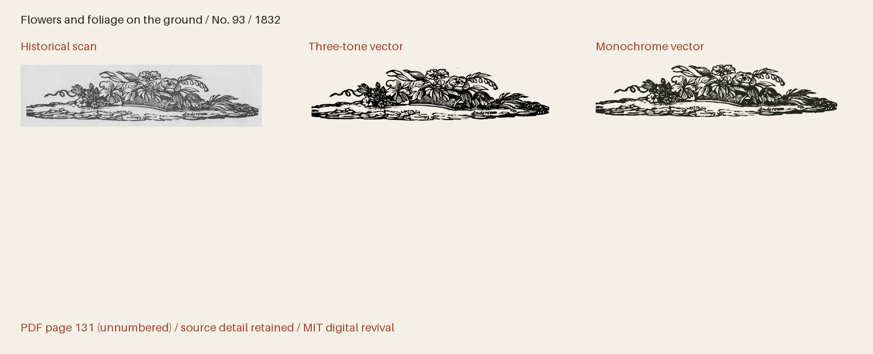Historical scan beside the three-tone and monochrome vector revivals
