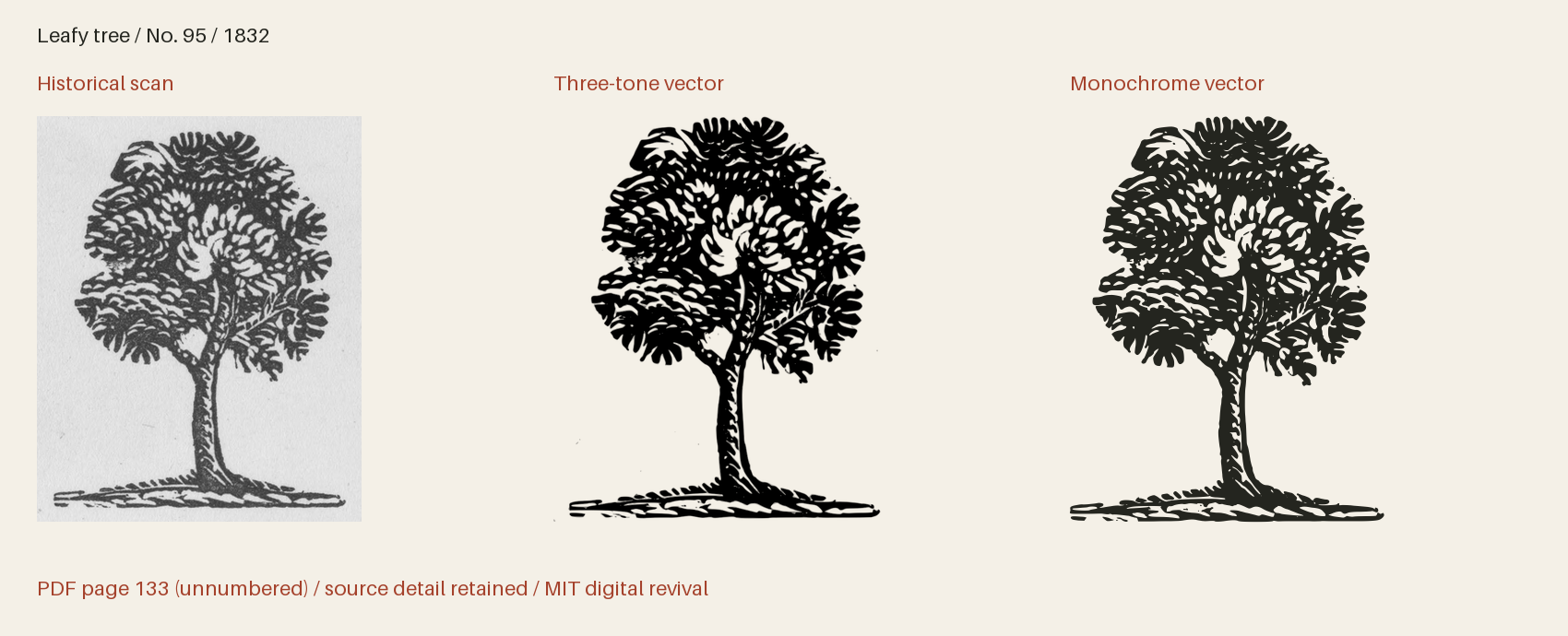 Historical scan beside the three-tone and monochrome vector revivals