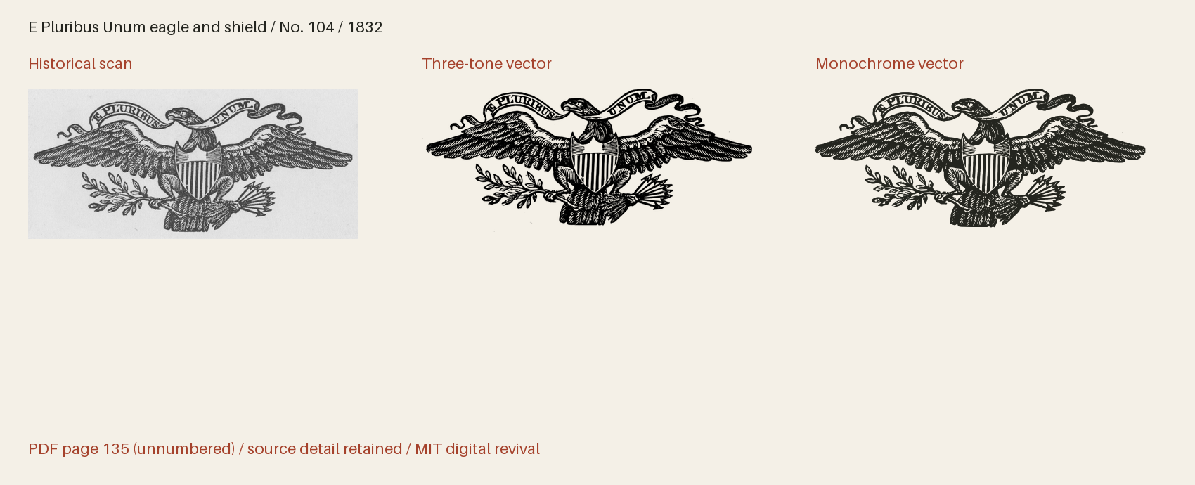 Historical scan beside the three-tone and monochrome vector revivals