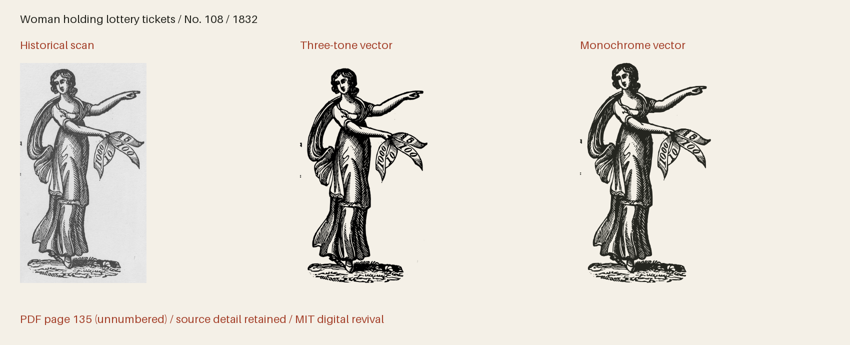 Historical scan beside the three-tone and monochrome vector revivals