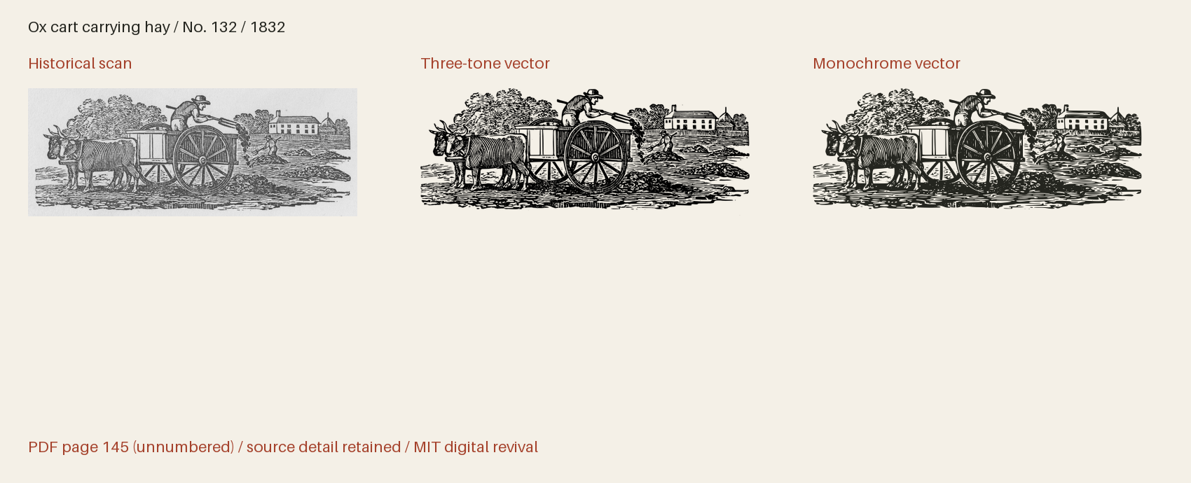 Historical scan beside the three-tone and monochrome vector revivals