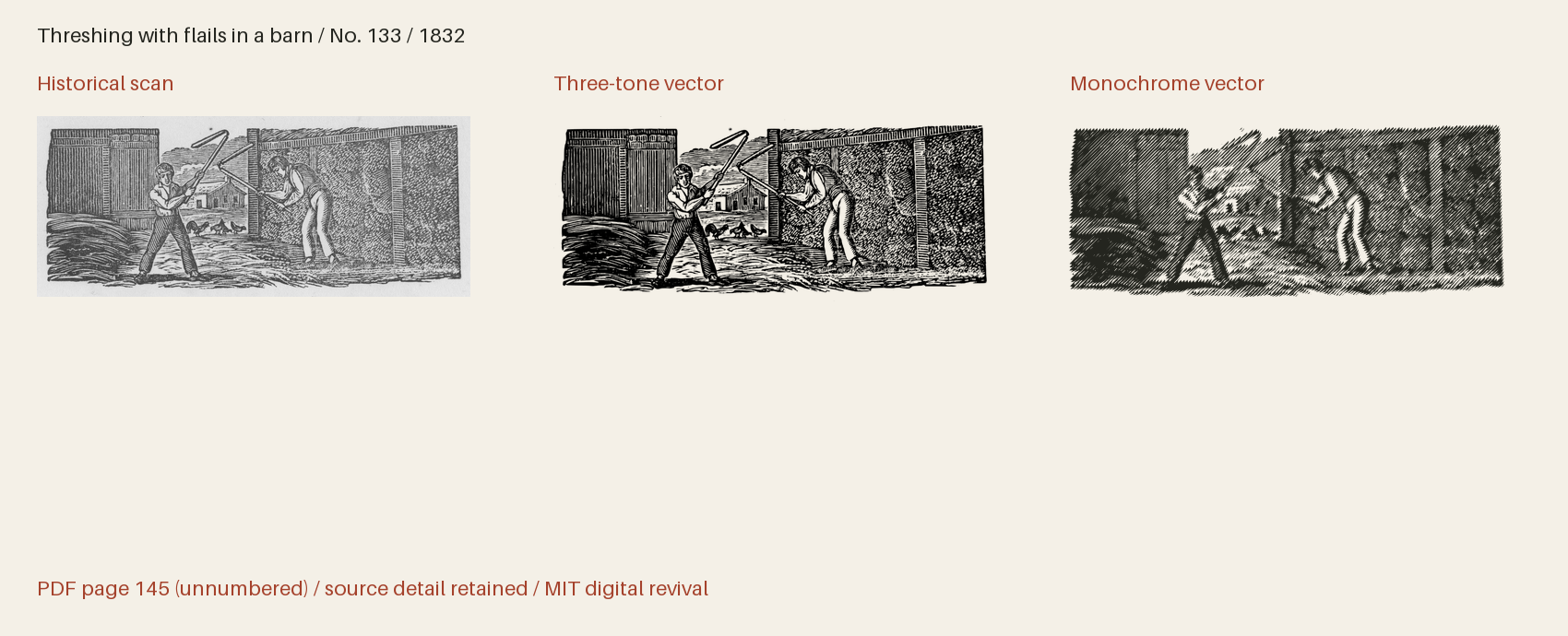 Historical scan beside the three-tone and monochrome vector revivals