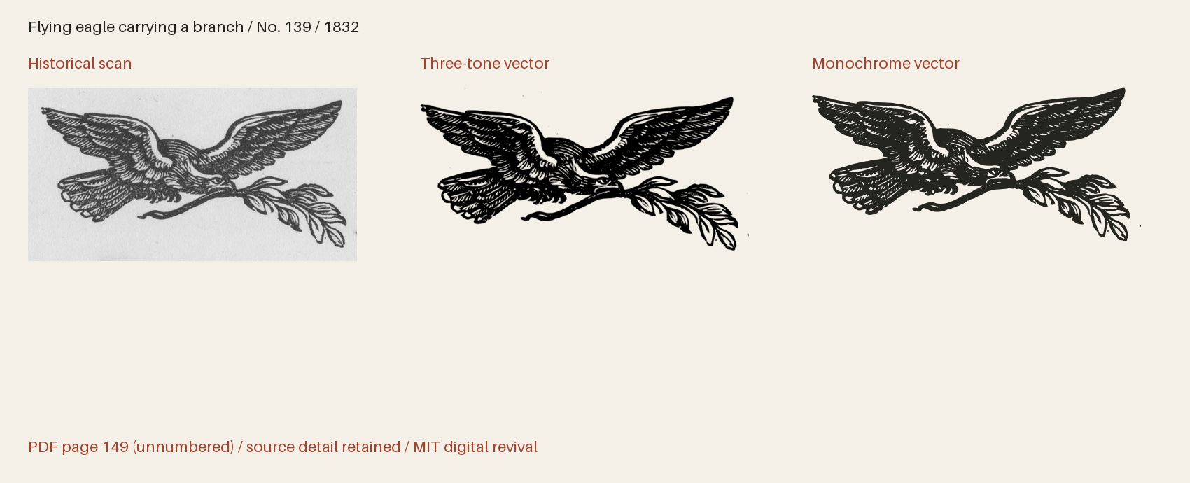 Historical scan beside the three-tone and monochrome vector revivals