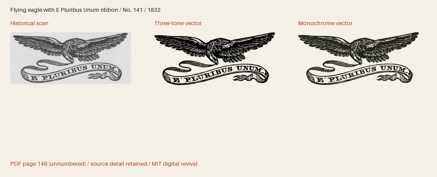 Historical scan beside the three-tone and monochrome vector revivals