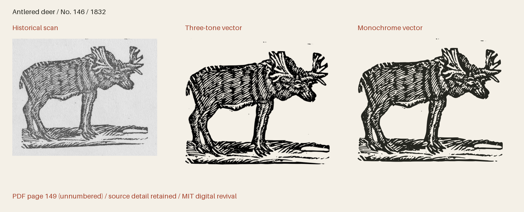 Historical scan beside the three-tone and monochrome vector revivals