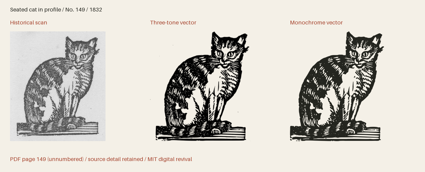 Historical scan beside the three-tone and monochrome vector revivals