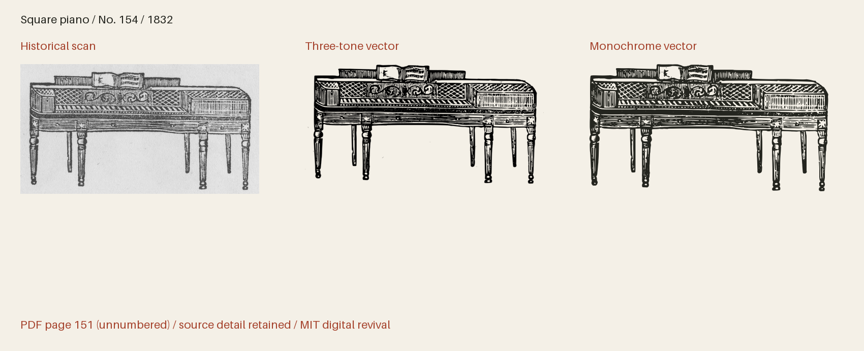 Historical scan beside the three-tone and monochrome vector revivals
