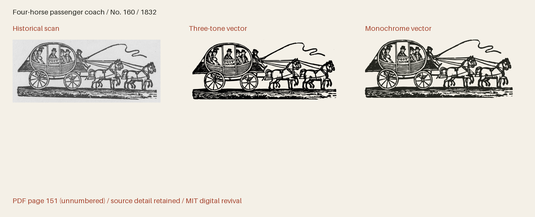 Historical scan beside the three-tone and monochrome vector revivals