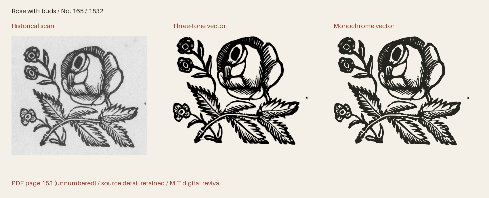 Historical scan beside the three-tone and monochrome vector revivals