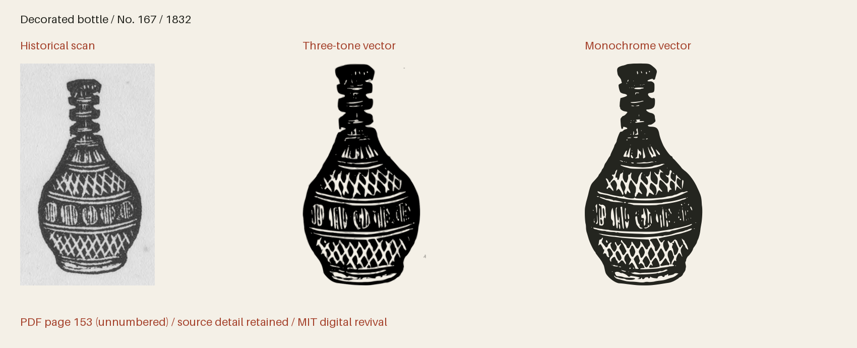 Historical scan beside the three-tone and monochrome vector revivals