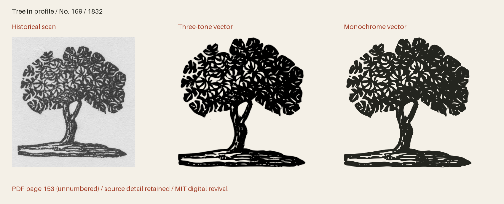 Historical scan beside the three-tone and monochrome vector revivals