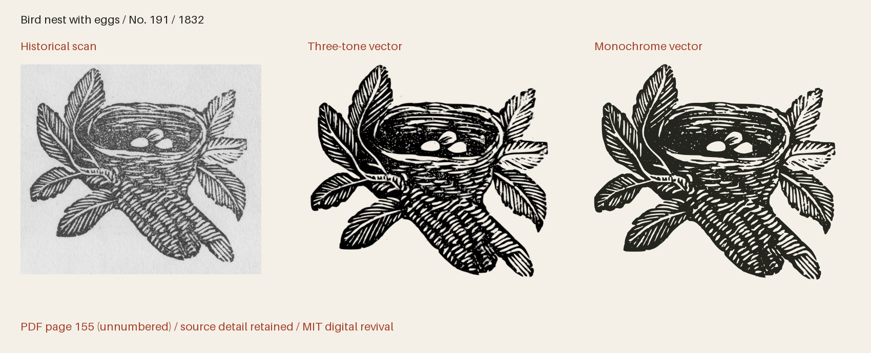 Historical scan beside the three-tone and monochrome vector revivals
