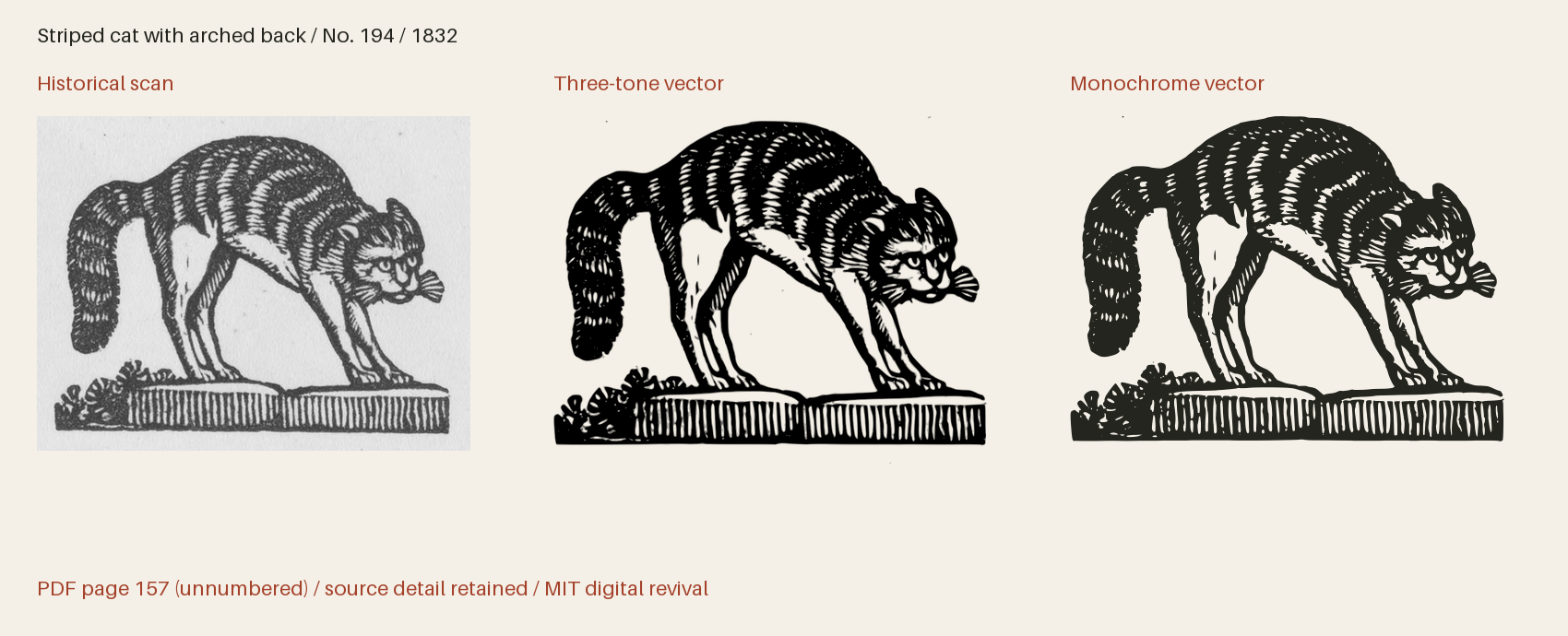 Historical scan beside the three-tone and monochrome vector revivals