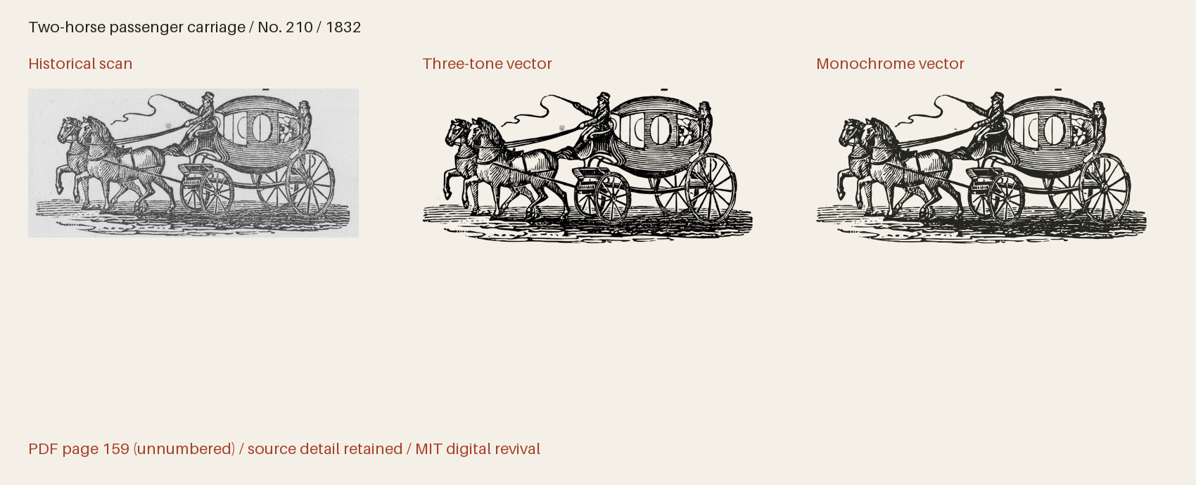 Historical scan beside the three-tone and monochrome vector revivals