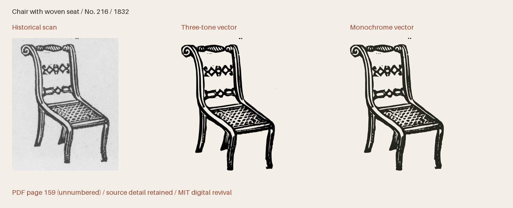 Historical scan beside the three-tone and monochrome vector revivals