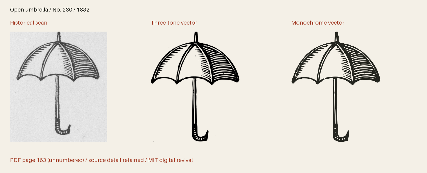 Historical scan beside the three-tone and monochrome vector revivals
